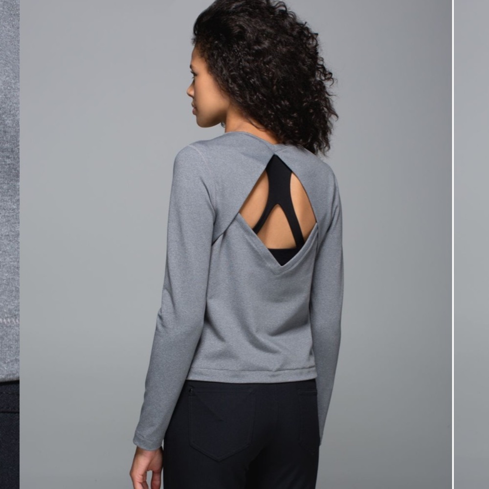 Lululemon back up long sleeve heathered gray top size medium